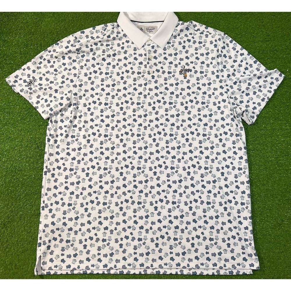 Peguin Brand Golf Polo XL‎ Stretch Performance Shirt AOP Bluejack National NWOT
